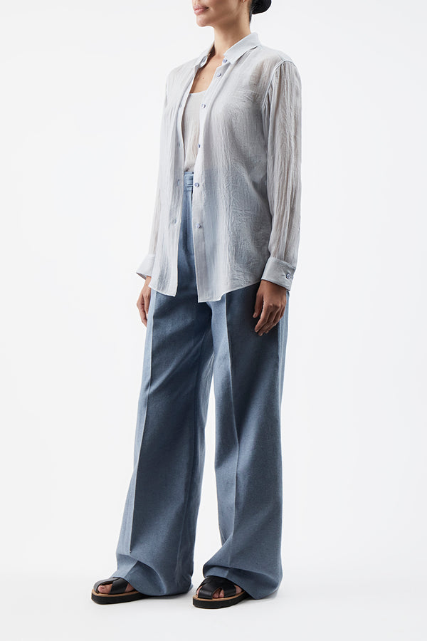 Gabriela Hearst Ferrara Shirt In Light Blue Cashmere Silk Gauze