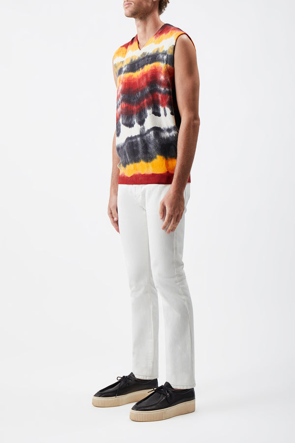 Gabriela Hearst Fielding Knit Vest In Fire Tie Dye Cashmere