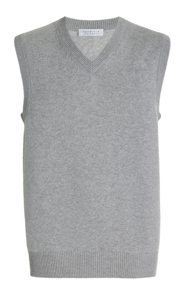 gabriela hearst Fielding Knit Vest in Heather Grey Cashmere