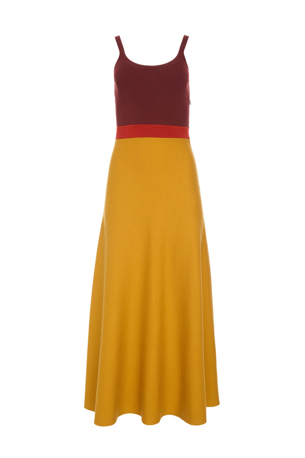 gabriela hearst Flaminius Knit Midi Dress in Golden Birch Merino Wool
