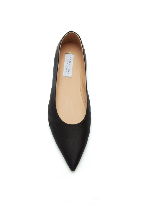 Gabriela Hearst Fleur Ballerina Flat Shoe In Black Silk Linen Satin