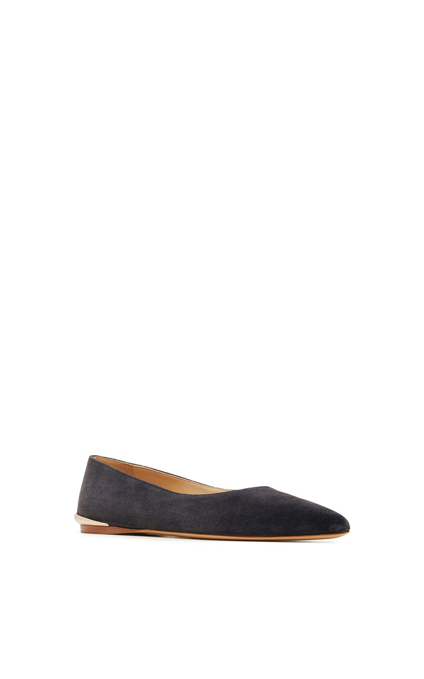 Gabriela Hearst Fleur Ballerina Flat Shoe In Charcoal Suede