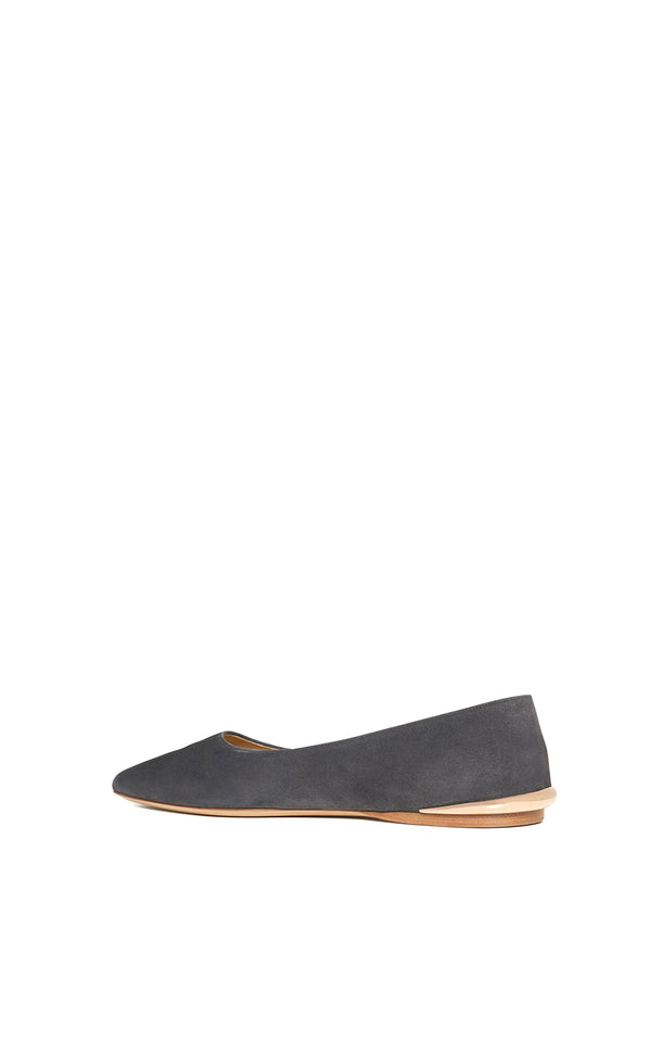 Gabriela Hearst Fleur Ballerina Flat Shoe In Charcoal Suede