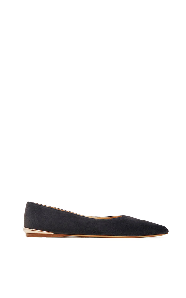 gabriela hearst Fleur Ballerina Flat Shoe in Charcoal Suede
