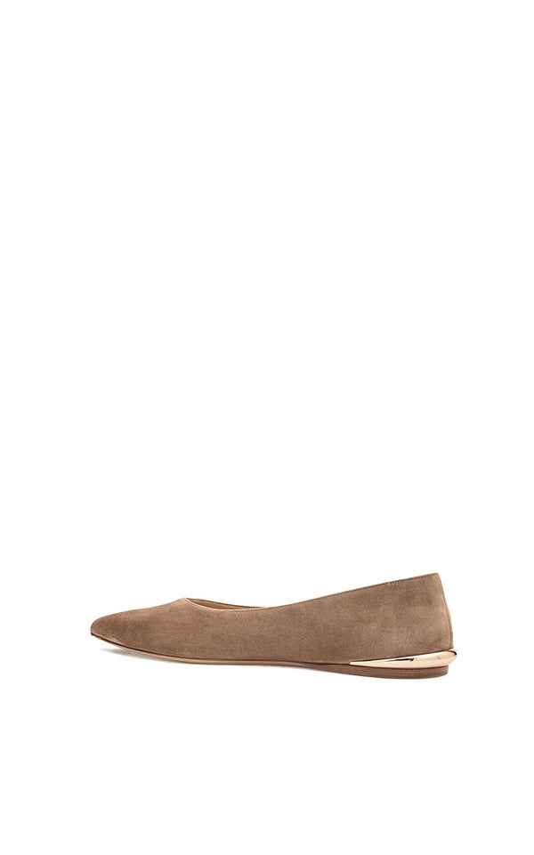 Gabriela Hearst Fleur Ballerina Flat Shoe In Dark Sand Suede
