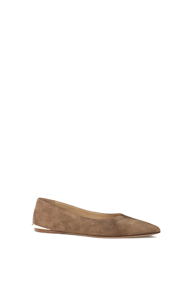 Gabriela Hearst Fleur Ballerina Flat Shoe In Dark Sand Suede