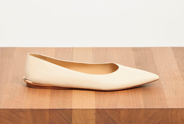 Gabriela Hearst Fleur Ballerina Flat Shoe In Ivory Nappa Leather