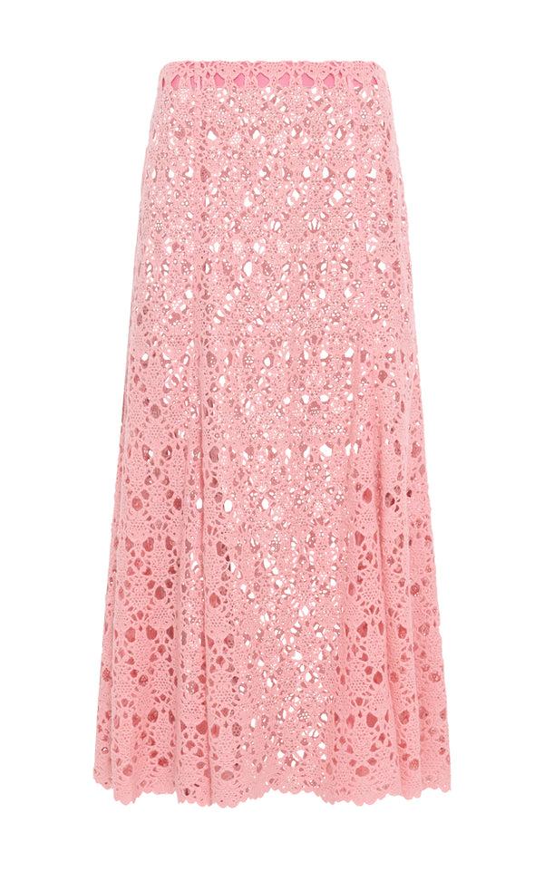 gabriela hearst Florence Maxi Skirt in Rosa Cashmere Lace