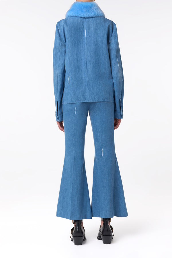 Gabriela Hearst Fosse Chore Jacket In Light Blue Recycled Cotton Linen Denim