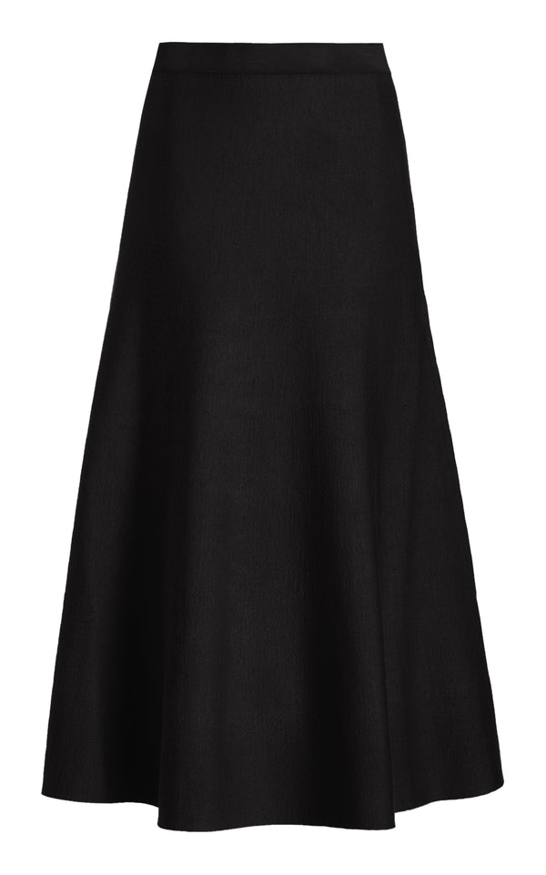 gabriela hearst Freddie Knit Midi Skirt in Black Merino Wool Cashmere