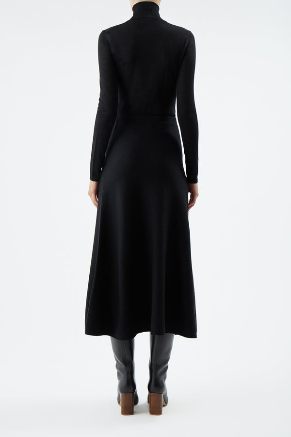 Gabriela Hearst Freddie Knit Midi Skirt In Black Merino Wool Cashmere