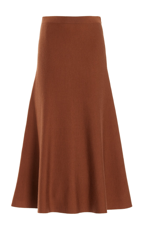 gabriela hearst Freddie Knit Midi Skirt in Cognac Merino Wool Cashmere