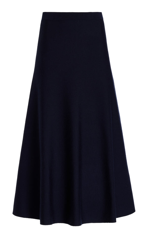 gabriela hearst Freddie Knit Midi Skirt in Dark Navy Merino Wool Cashmere
