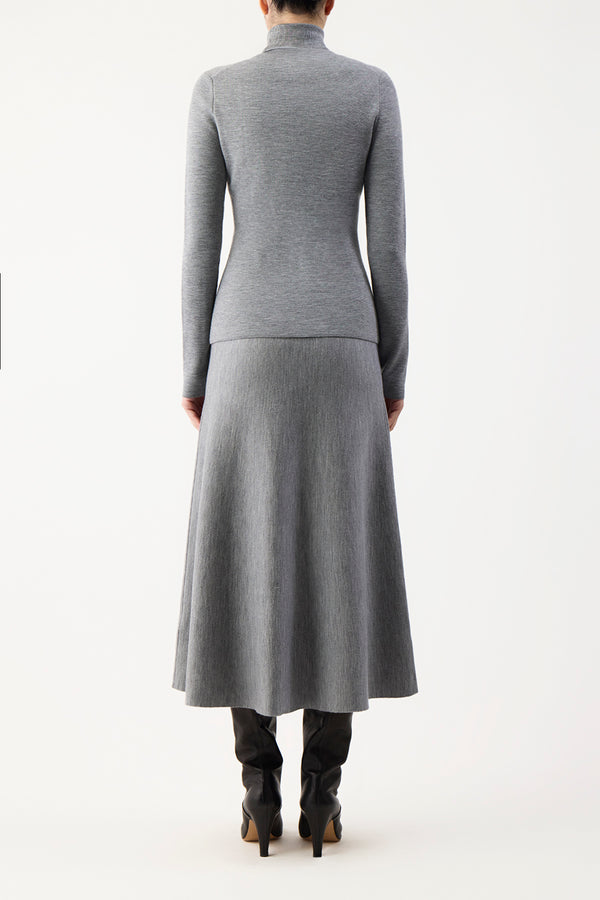 Gabriela Hearst Freddie Knit Midi Skirt In Heather Grey Merino Wool Cashmere