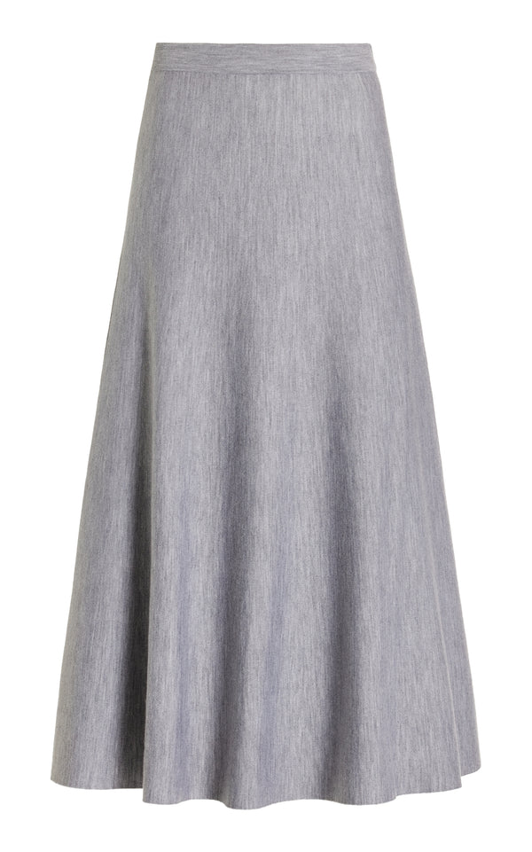 gabriela hearst Freddie Knit Midi Skirt in Heather Grey Merino Wool Cashmere