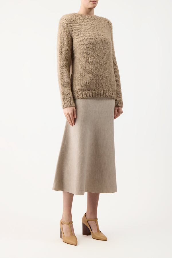 Gabriela Hearst Freddie Knit Midi Skirt In Oatmeal Merino Wool Cashmere