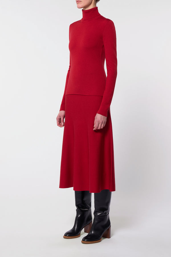 Gabriela Hearst Freddie Knit Midi Skirt In Scarlet Red Merino Wool Cashmere