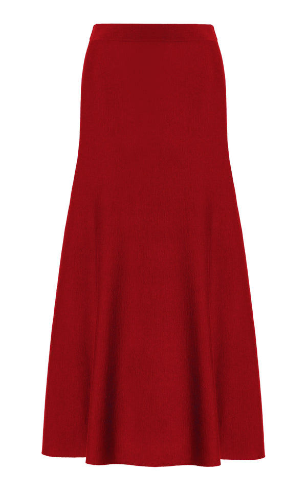 gabriela hearst Freddie Knit Midi Skirt in Scarlet Red Merino Wool Cashmere