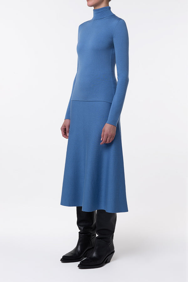 Gabriela Hearst Freddie Knit Midi Skirt In Sky Merino Wool Cashmere