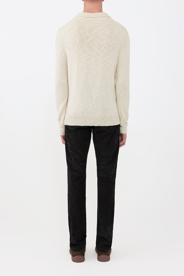 Gabriela Hearst Aled Knit Polo In Ivory Cashmere