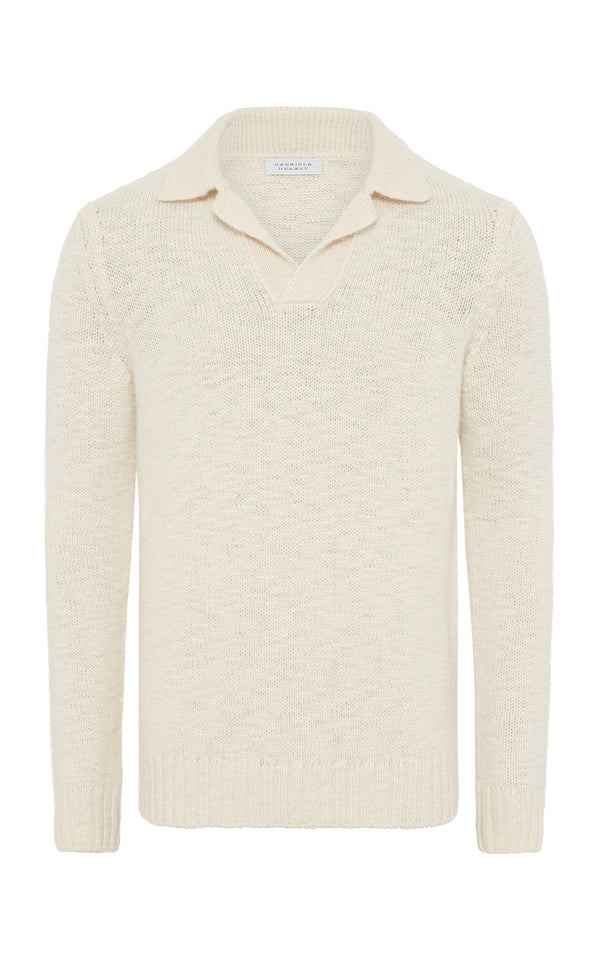 Gabriela Hearst Aled Knit Polo In Ivory Cashmere