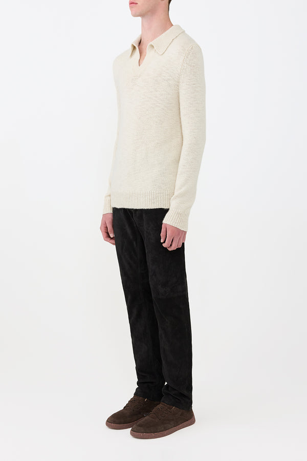 Gabriela Hearst Aled Knit Polo In Ivory Cashmere