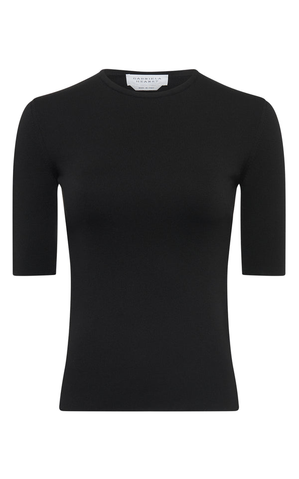 gabriela hearst Anahita Knit T-Shirt in Black Silk