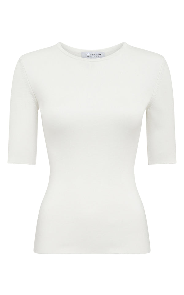 gabriela hearst Anahita Knit T-Shirt in Ivory Silk