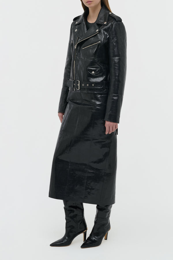 Gabriela Hearst Anton Biker Jacket In Black Lizard