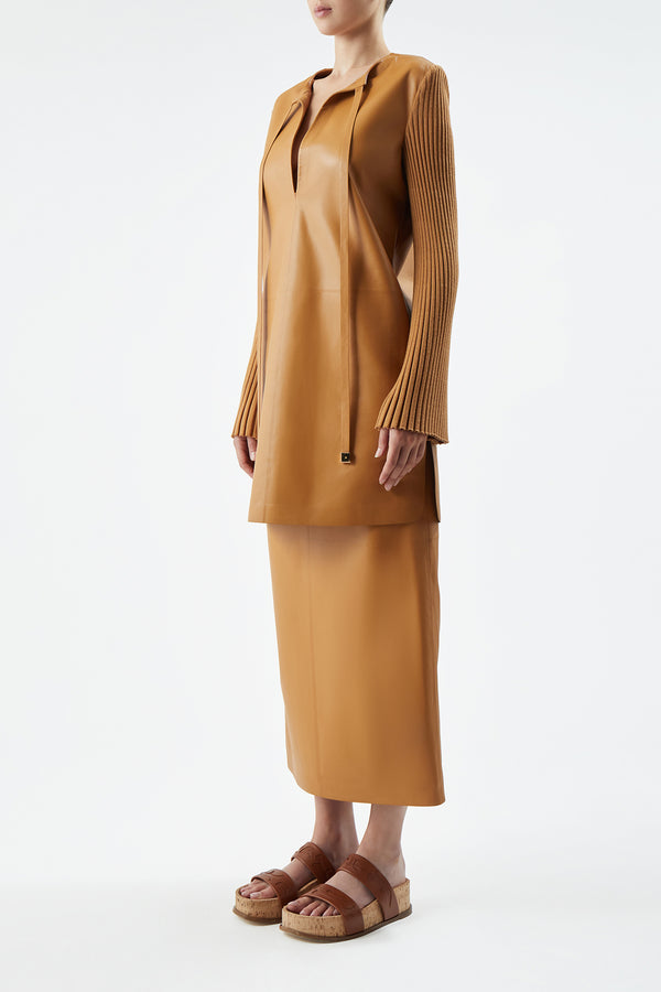 Gabriela Hearst Beko Dress In Cashew Nappa Leather