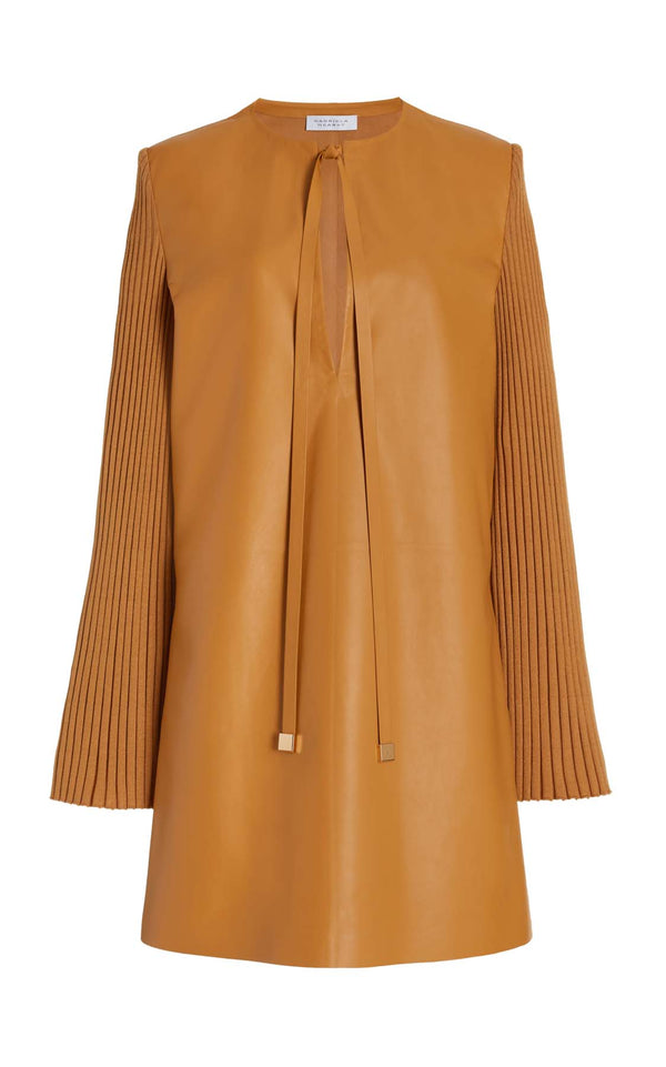 gabriela hearst Beko Dress in Cashew Nappa Leather