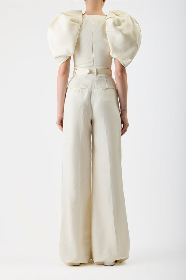 Gabriela Hearst Ceri Top In Ivory Textured Linen