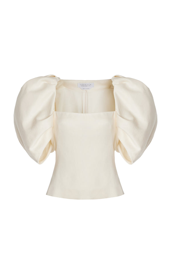 gabriela hearst Ceri Top in Ivory Textured Linen
