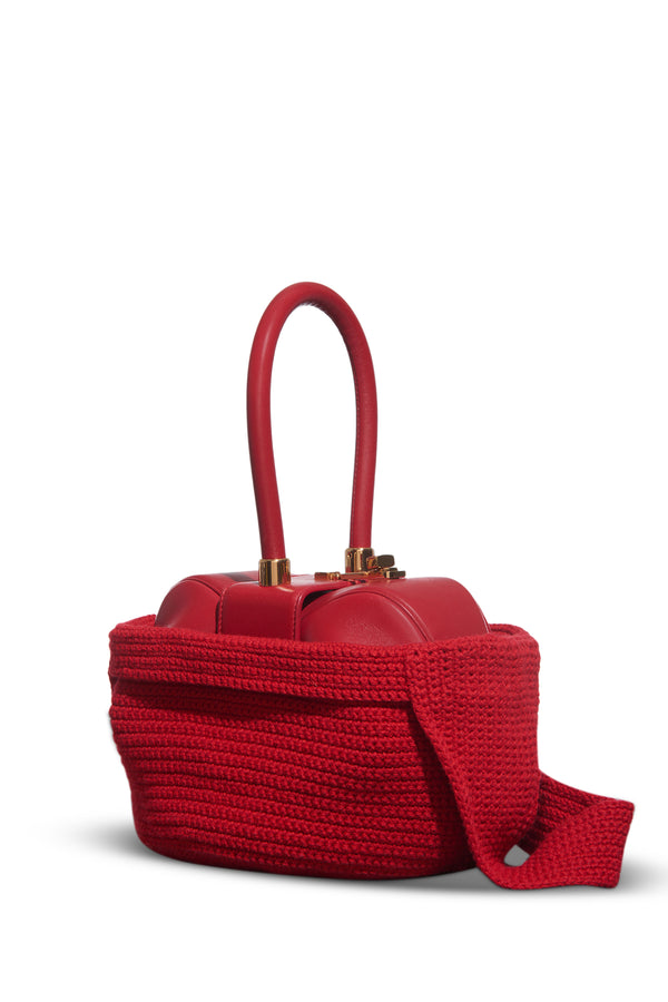 Gabriela Hearst Crossover Knit Bag In Red Cashmere