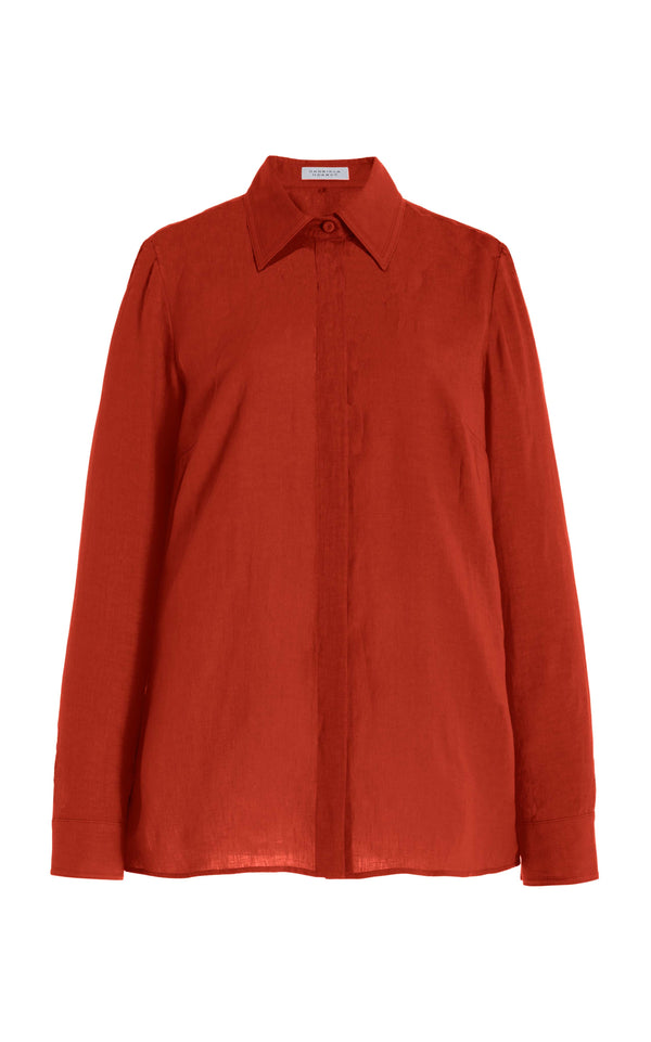 gabriela hearst Cruz Shirt in Red Clay Aloe Linen