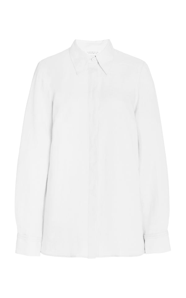 gabriela hearst Cruz Shirt in White Aloe Linen