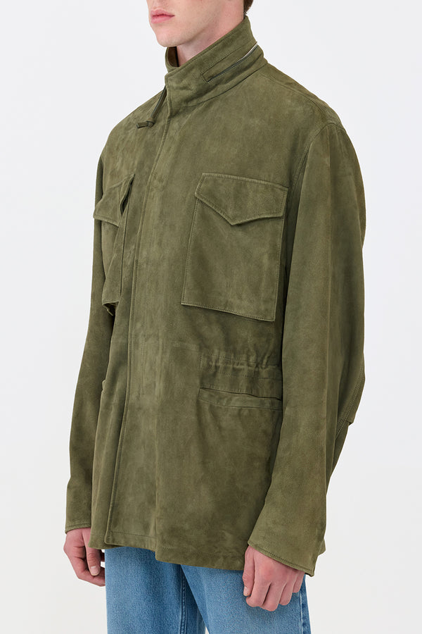 Gabriela Hearst Darwin M64 Jacket In Olive Suede