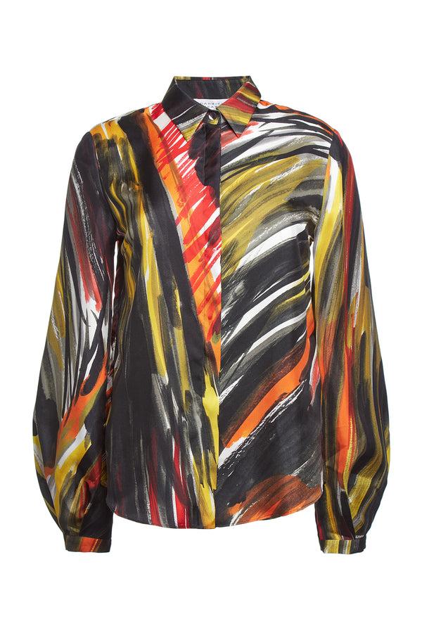gabriela hearst Delmer Top in Multi Printed Silk