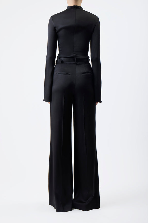 Gabriela Hearst Delwyn Top In Black Silk Satin
