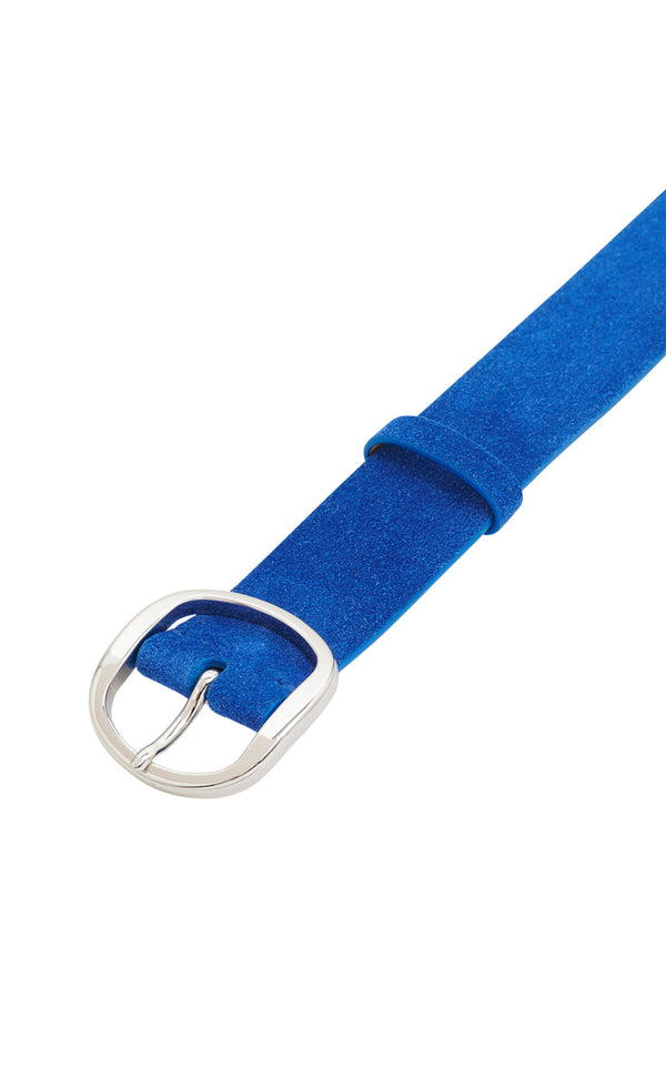Gabriela Hearst Elster Buckle Belt In Cobalt Suede
