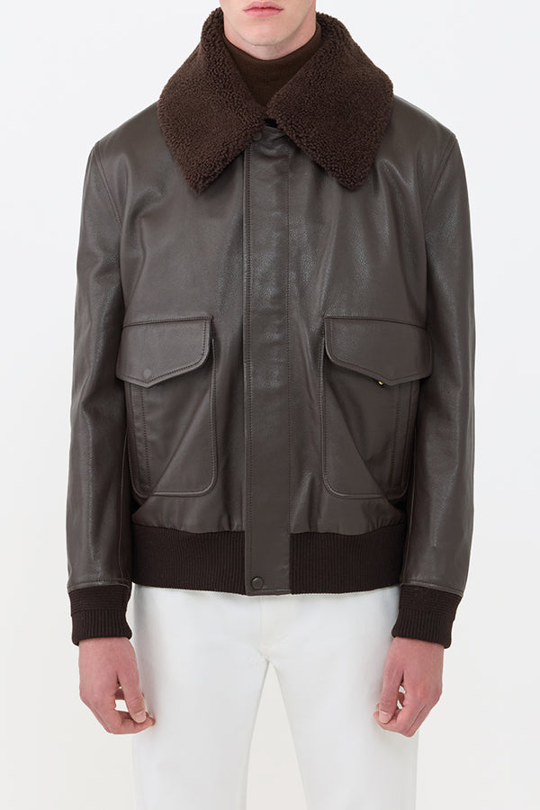 Gabriela Hearst Grant Jacket In Chocolate Leather