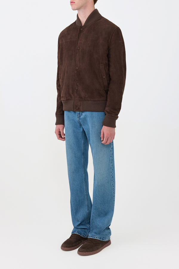 Gabriela Hearst Greg Bomber In Chocolate Suede