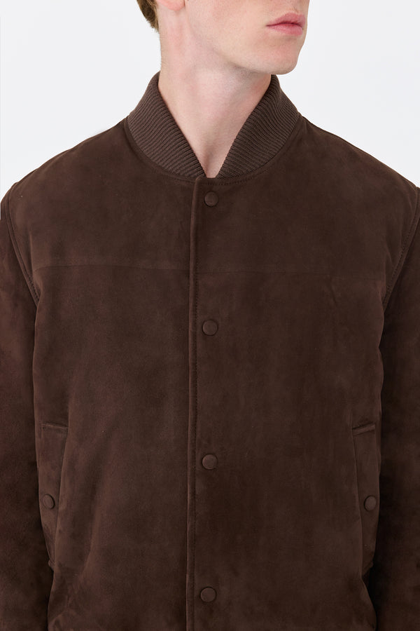 Gabriela Hearst Greg Bomber In Chocolate Suede