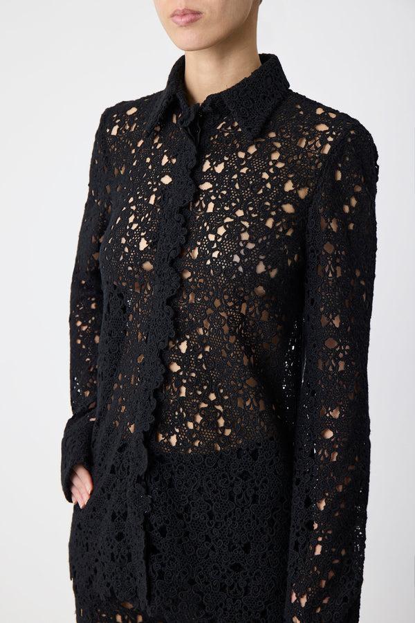 Gabriela Hearst Heath Shirt In Black Cashmere Lace