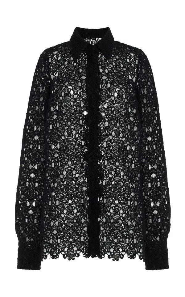 gabriela hearst Heath Shirt in Black Cashmere Lace
