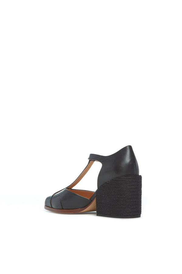 Gabriela Hearst Ivy T-Strap Heel In Black Leather