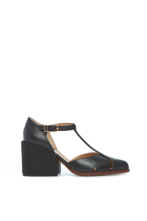 gabriela hearst Ivy T-Strap Heel in Black Leather