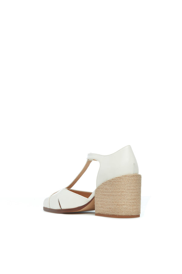 Gabriela Hearst Ivy T-Strap Heel In Cream Leather