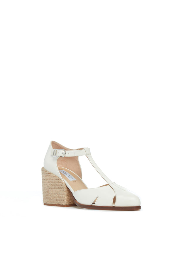 Gabriela Hearst Ivy T-Strap Heel In Cream Leather