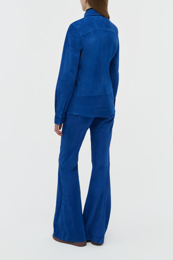 Gabriela Hearst John Austin Shirt In Cobalt Suede